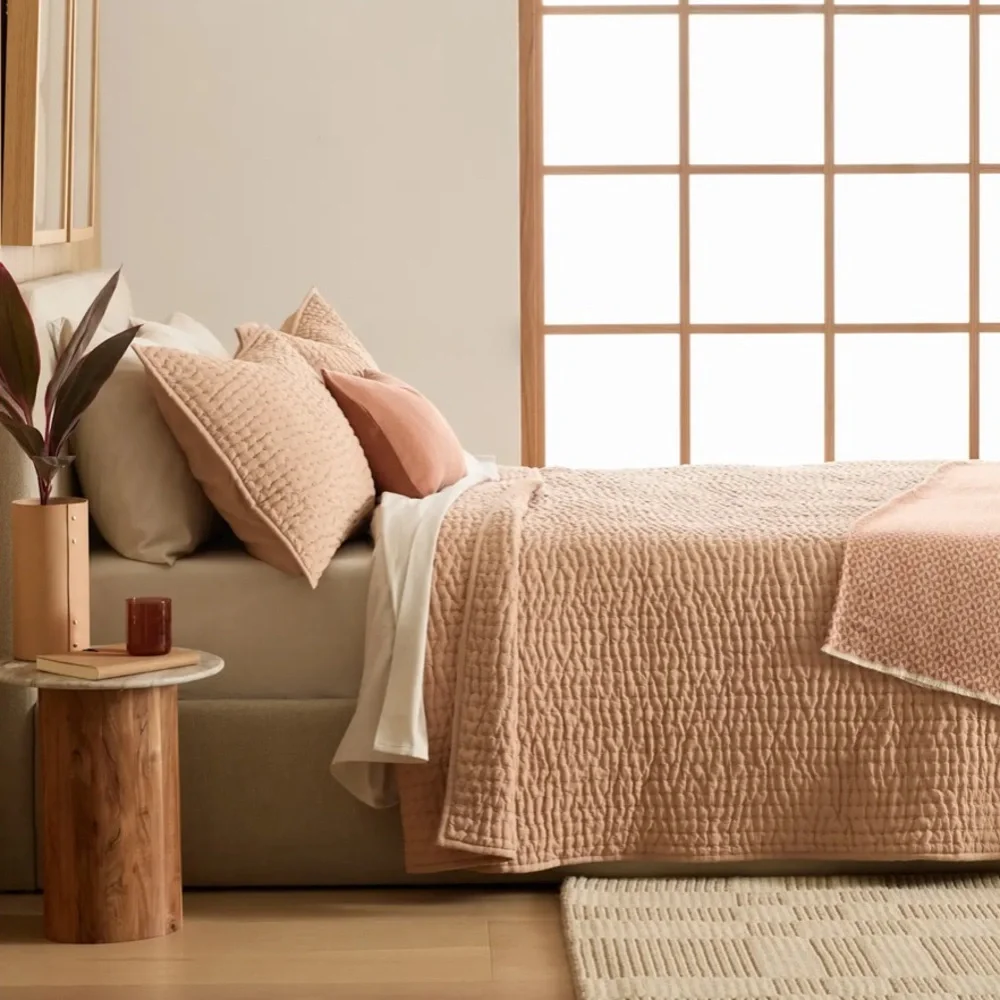 NWOT QUINCE European Linen Cotton Stitch Quilt King/Cal King Desert Sunset 3387 - Picture 5 of 11